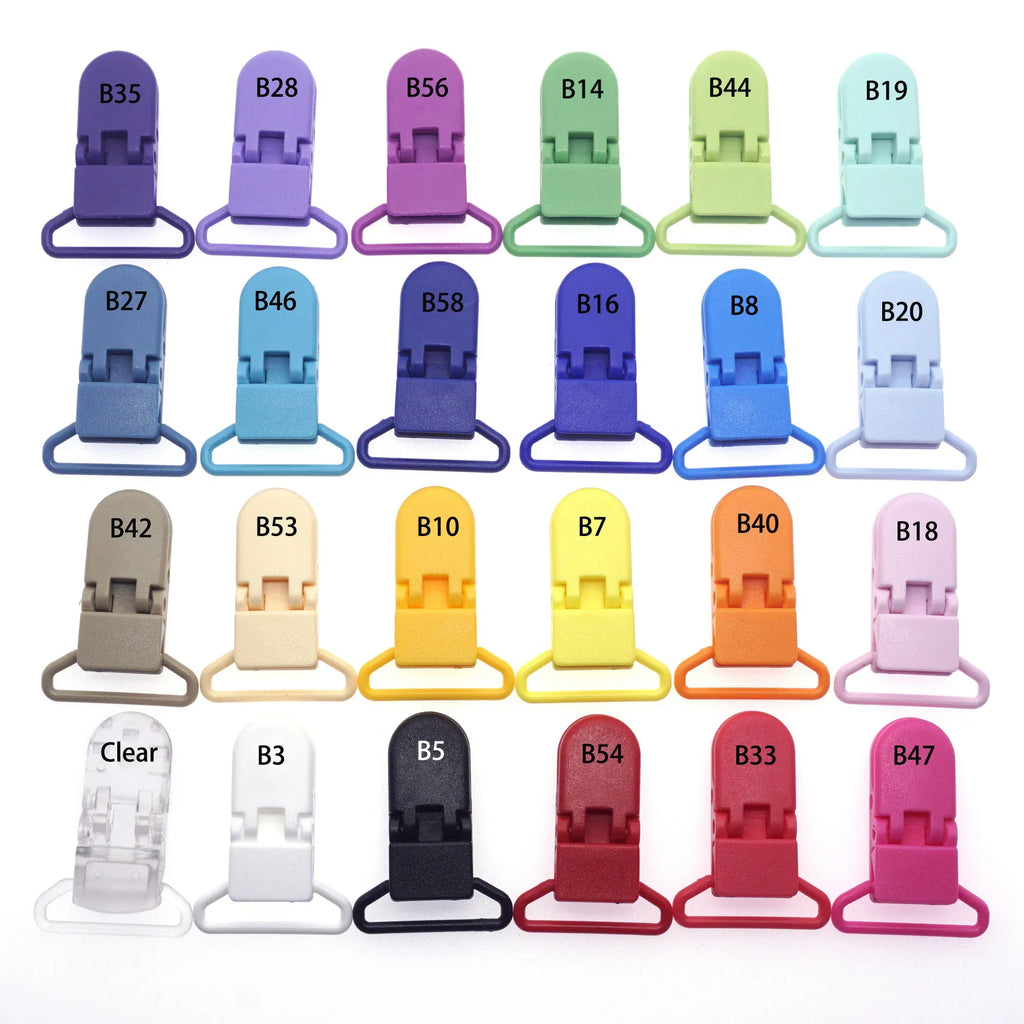 Color: Light Blue - 48Pcs Eco-friendly Plastic Baby Pacifier Clips Holder Mix Colors Dummy Soother Bib Suspender Clip Transparent 25MM Free Shipping