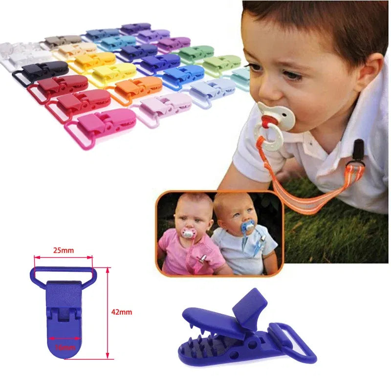Color: Light Blue - 48Pcs Eco-friendly Plastic Baby Pacifier Clips Holder Mix Colors Dummy Soother Bib Suspender Clip Transparent 25MM Free Shipping