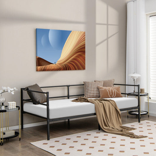 Twin Size Metal Daybed Frame for Living Room Bedroom - Color: Black - Size: Twin Size