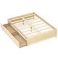 Full Size Wooden Bed Frame with 2 Rolling Storage Drawers-Natural - Color: Natural - Size: Full Size