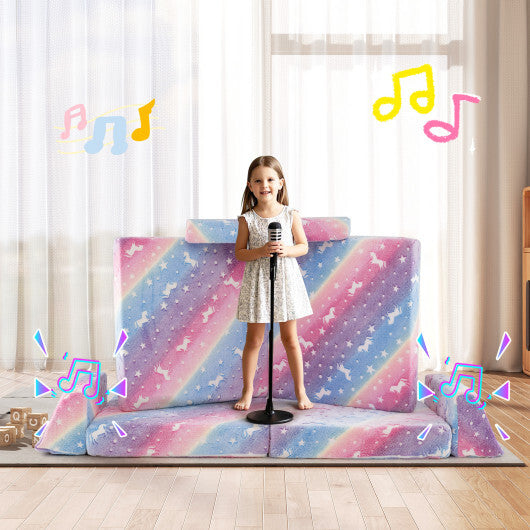 8 Pieces Modular Kids Play Couch Glow in the Dark Toddler Sectional Sofa-Multicolor - Color: Multicolor