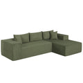 Modular Sectional Sofa Corduroy Upholstered L-shaped Sofa Couch with Deep Seats-Green - Color: Green