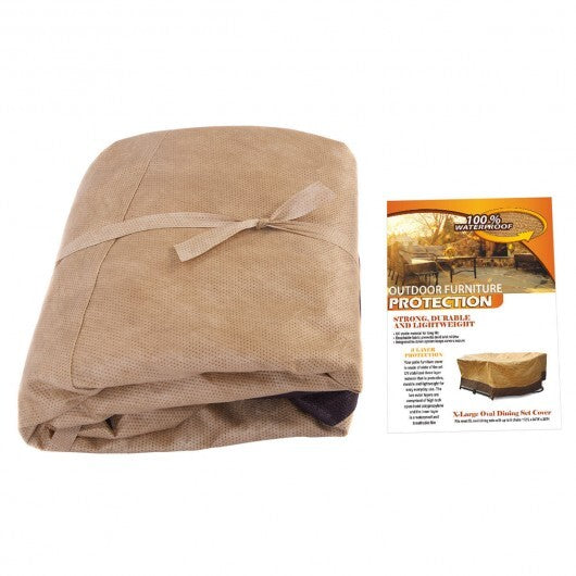 72 Inch Waterproof Oval/Rect Garden Table Cover - Color: Brown