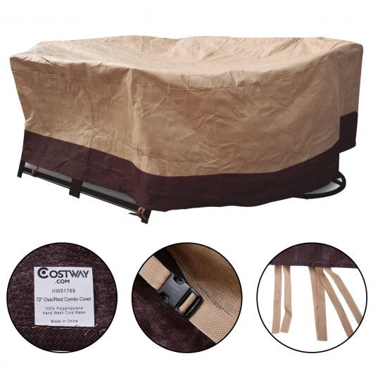 72 Inch Waterproof Oval/Rect Garden Table Cover - Color: Brown