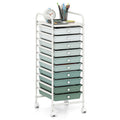 10 Drawer Rolling Storage Cart Organizer with 4 Universal Casters-Green - Color: Green