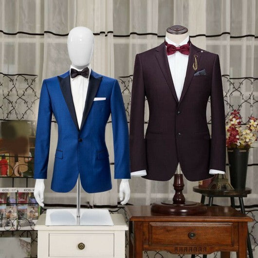 Plastic Half Body Head Turn Male Mannequin with Base - Color: White