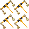 Ratchet Chain Binders, 1/4"-5/16", 2600 lbs Safe Working Load, 4 Pack Load Binder with 2 Grab Hooks, Tie Downs for Transport Chain, Heavy Duty Tow Chain Ratchet Binders for Flatbed Truck Trailer
