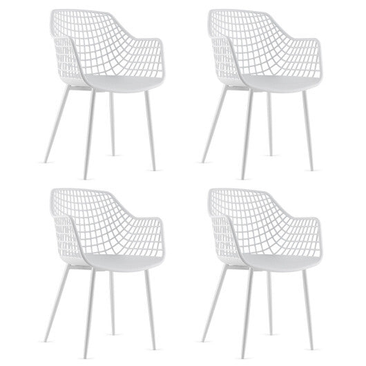 Set of 4 Heavy Duty Modern Dining Chair with Airy Hollow Backrest-Black