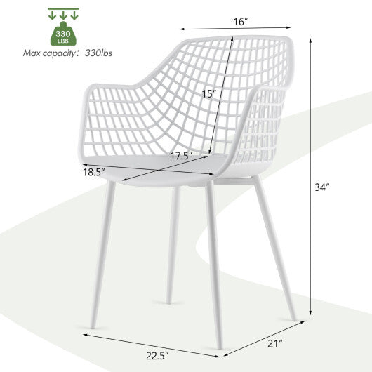 Set of 4 Heavy Duty Modern Dining Chair with Airy Hollow Backrest-Black
