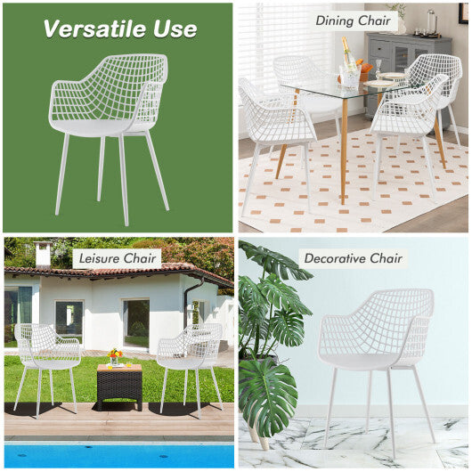 Set of 4 Heavy Duty Modern Dining Chair with Airy Hollow Backrest-Black