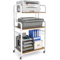 3-Tier Rolling Printer Stand Home Office Large Printer Cart with Storage Shelves-Natural - Color: Natural