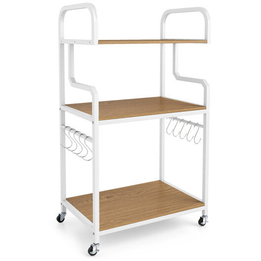 3-Tier Rolling Printer Stand Home Office Large Printer Cart with Storage Shelves-Natural - Color: Natural