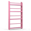 4-Tier Bookshelf Organizer for Toys and Books with Basswood Crossbar-Pink - Color: Pink