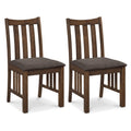 Rubber Wood Dining Chairs Side Chairs Set of 2 with Slat Back-Brown