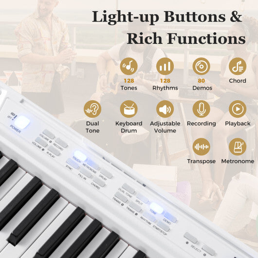 88-Key Electric Piano Keyboard with Adjustable Stand and  Portable Bag-White - Color: White