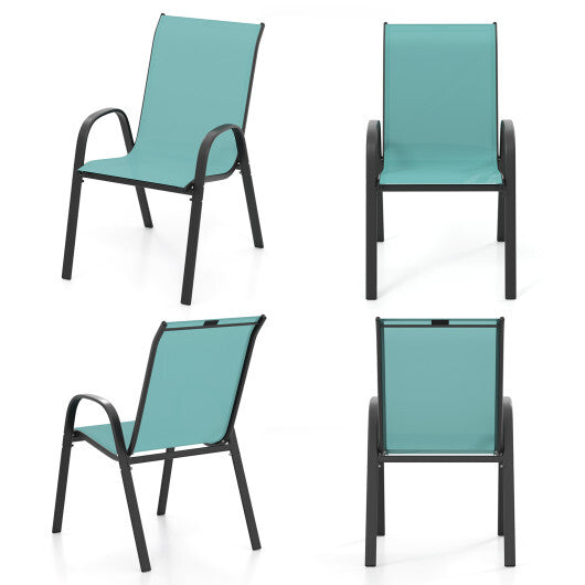 Set of 4 Outdoor Patio Chairs with Weather-resistant Fabric-Blue - Color: Blue