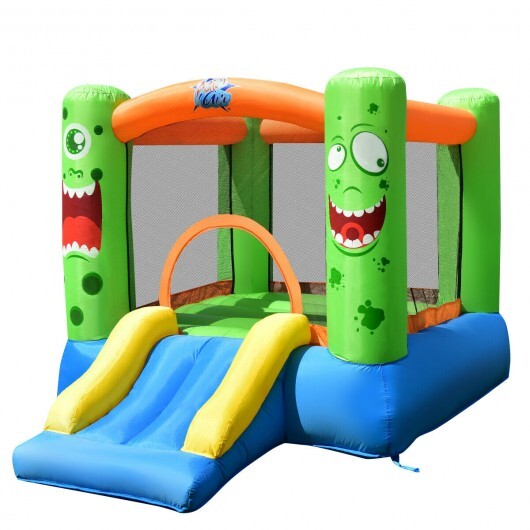 Inflatable Bounce House Jumper Castle Kid's Playhouse with Long Slide - Color: Multicolor