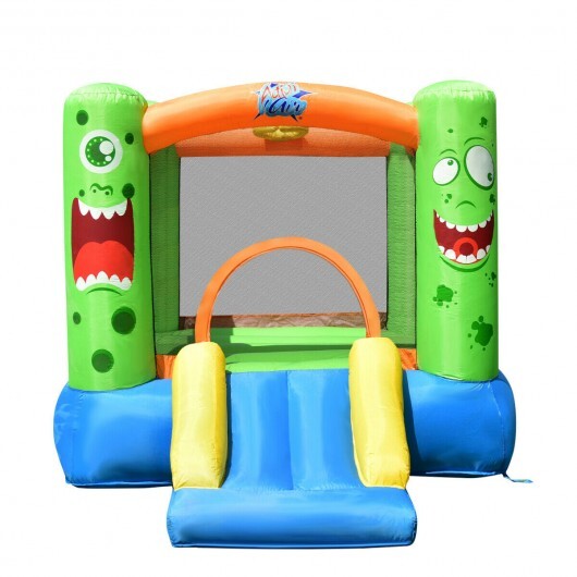 Inflatable Bounce House Jumper Castle Kid's Playhouse with Long Slide - Color: Multicolor