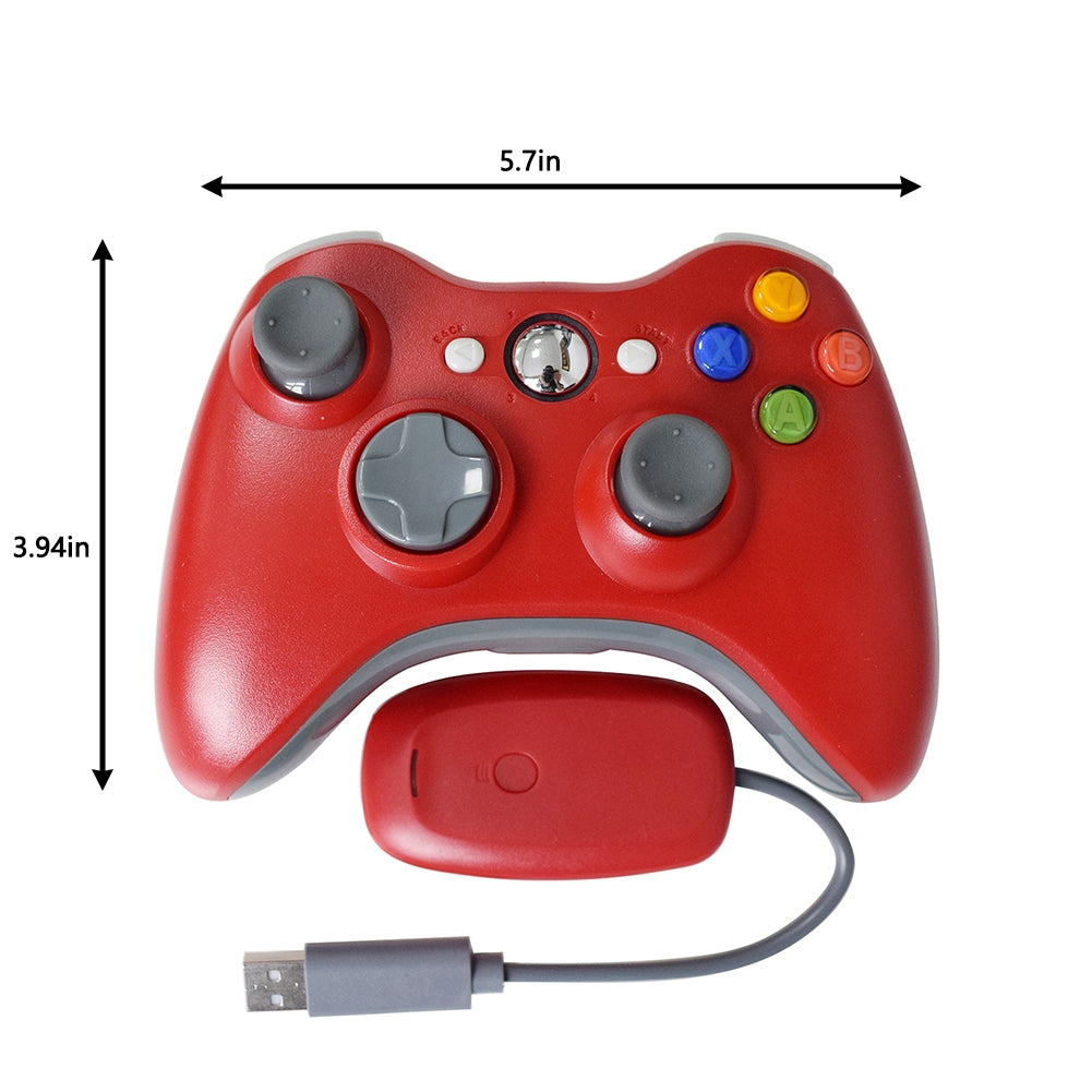 Wireless Controller Joysticks Bluetooth Vibration Gamepad Handle with 2.4G Receiver Compatible for Xbox360 PC Pink