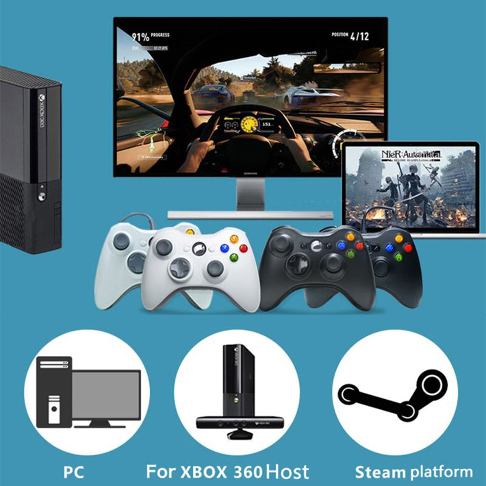 Wireless Controller Joysticks Bluetooth Vibration Gamepad Handle with 2.4G Receiver Compatible for Xbox360 PC Pink
