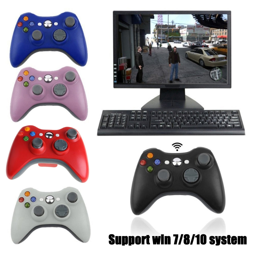 Wireless Controller Joysticks Bluetooth Vibration Gamepad Handle with 2.4G Receiver Compatible for Xbox360 PC Pink