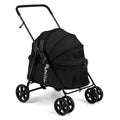 Pet Stroller for Small Medium Dogs Foldable with One-Step Rear Brake and Canopy-Black - Color: Black
