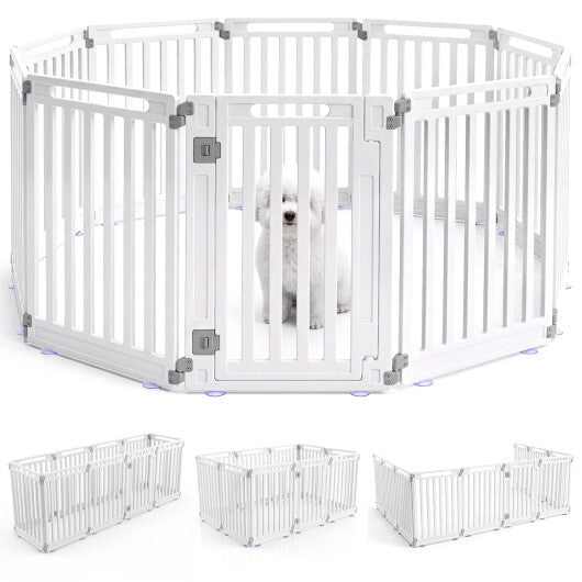 31.5" Height Indoor Outdoor Dog Playpen with 10 Panels-White - Color: White