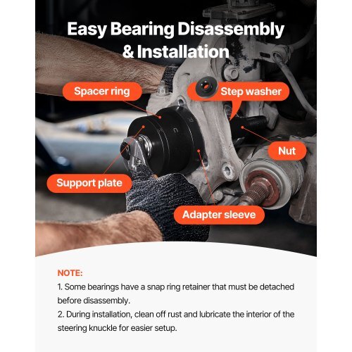Master Wheel Hub & Bearing Remover & Installer Kit, Fits Most Front-Wheel Drive Vehicles, Front Wheel Bearing Removal Tool, Wheel Bearing Installer Kit, Easy Bearing Swaps with No Press Required