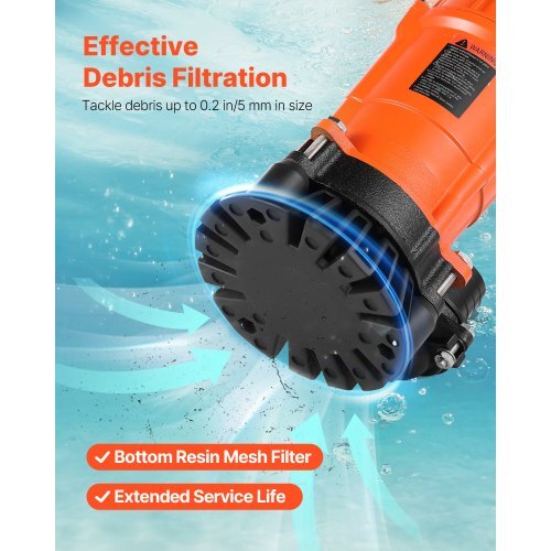 1/2 HP Submersible Trash Pump, 2000 GPH, 120V Cast Iron Submersible Sump Sewage Pump with 2 in Discharge, 39 ft Max Lift, Drain Dirty Clean Water, for Pools, Garden, Pond, Basement, Flooded Area