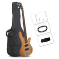 Glarry 44 Inch GIB 5 String H-H Pickup Laurel Wood Fingerboard Electric Bass Guitar with Bag and other Accessories Burlywood