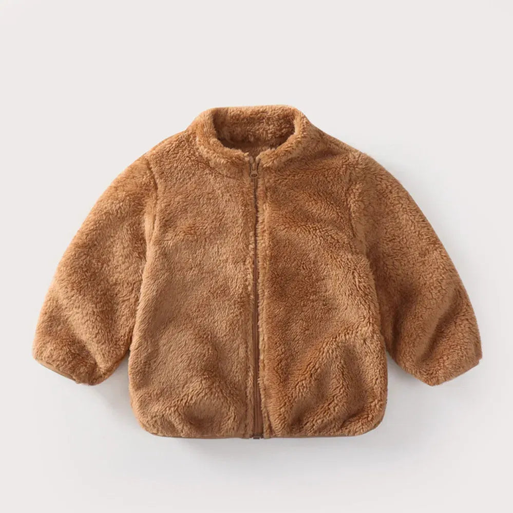 Color: black, Kid Size: 15t - Child Autumn Winter Costume Solid Color Outerwear Casual Loose Long Sleeve Tops Plush Jacket Boys Girls Fashion Simple Coats