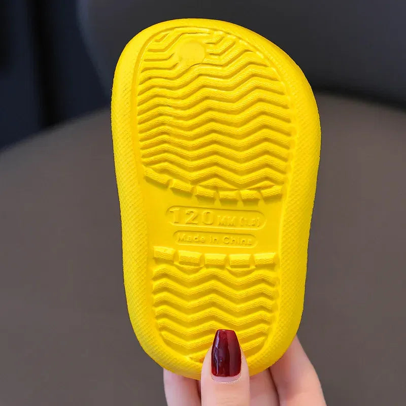 Color: Yellow, Shoe Size: 1 - Summer Childrens Slippers Hole Kids Sandals Soft Anti-Skid Cartoon Dinosaur DIY Design Indoor Anti-Slip Boys Girls Beach Shoes