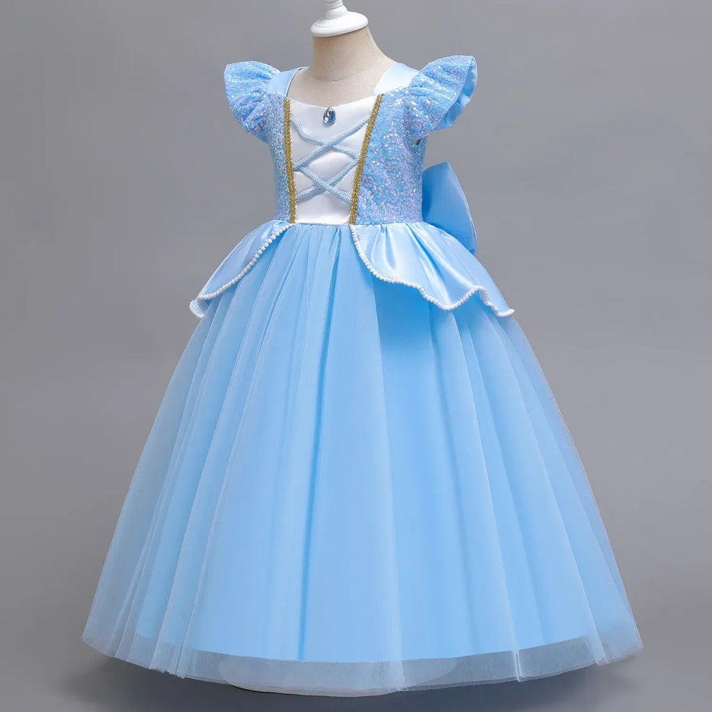 Kid Size: 9, Color: Orange - Disney Deluxe Elegant Cinderella Princess Ball Gown Fancy Birthday Cinderella Party Dress Vestidos Costume Play Carnival Apparel