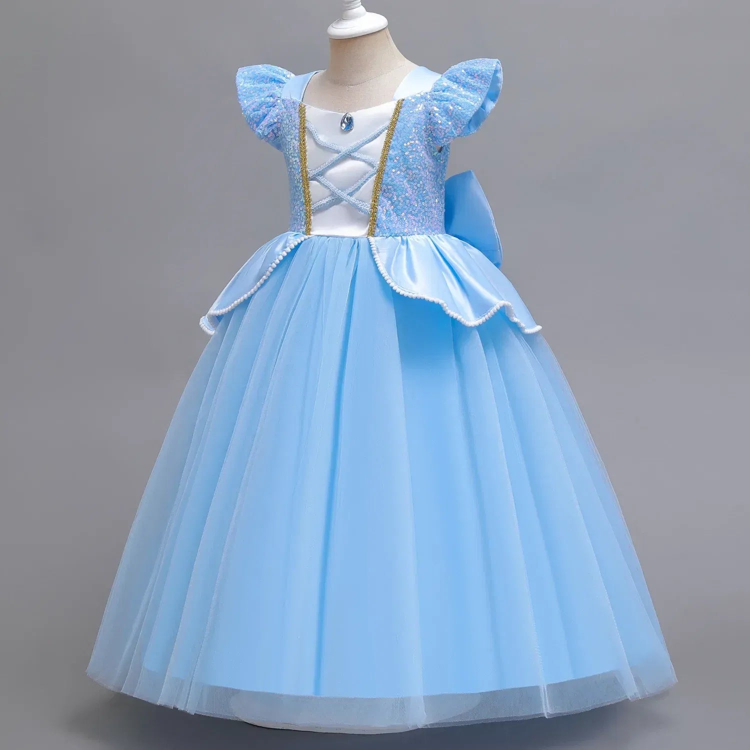 Kid Size: 9, Color: Orange - Disney Deluxe Elegant Cinderella Princess Ball Gown Fancy Birthday Cinderella Party Dress Vestidos Costume Play Carnival Apparel
