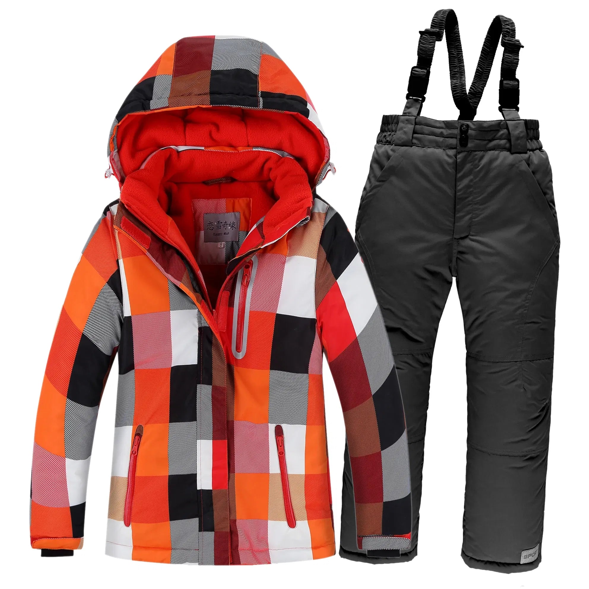 Color: Orange, Kid Size: 16 - OLEKID 2025 Russia Winter Children Boy Ski Suit Waterproof Girl  Jacket Overalls Snowsuit 3-16 Years Kid Teenage Parka Snow Suit