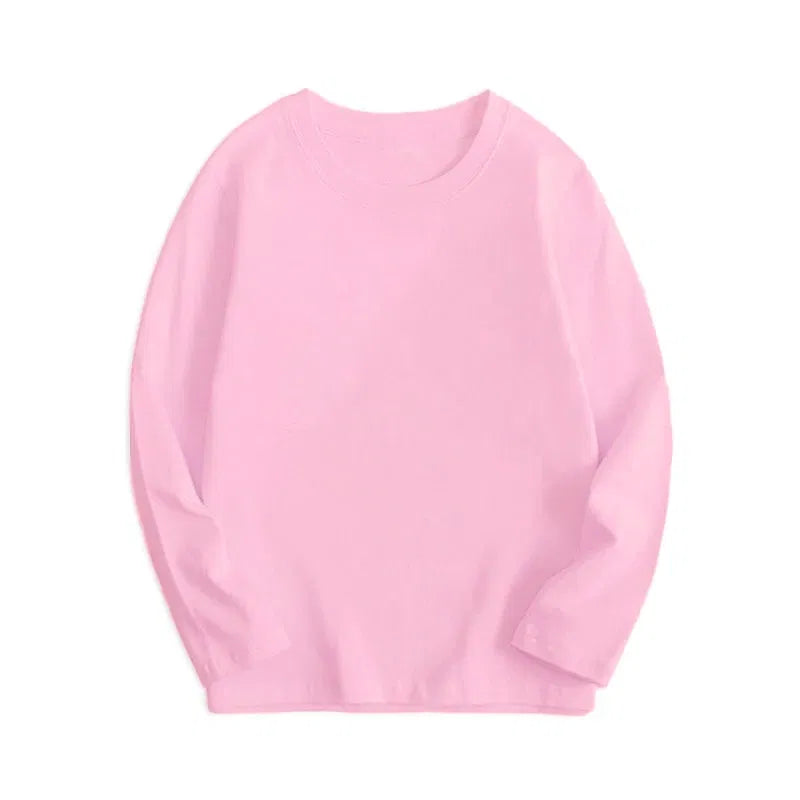 Color: Blue, Kid Size: 4 - 7 Colors Spring Long Sleeve Tees Children's T-shirt Cotton Solid Colour Base Coat Leisure Wear Boys Girls Tops Kids Clothes