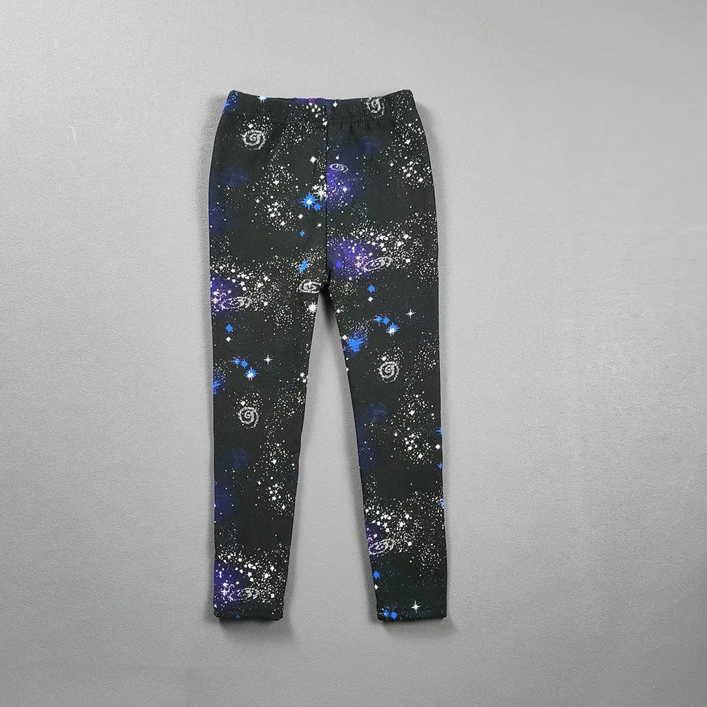 Color: SKY BLUE, Kid Size: 2T - 2-11Y Girls' Pants Autumn and Winter Slim Fit Warm Bottom Pants Thickened Velvet Printed Children's Pants Baby Casual Pants