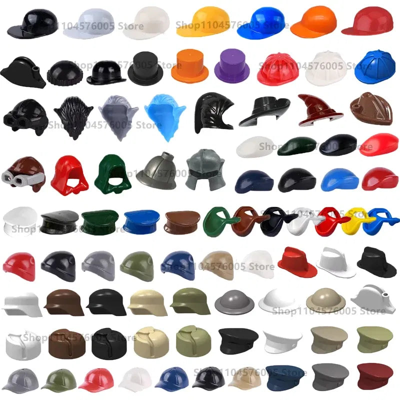 Color: Dark Red - MOC Brown Hair Building Blocks City Figures Body Creative Accessory Blond Gold White Parts DIY Hats Mini Bricks Assemble Toy S04