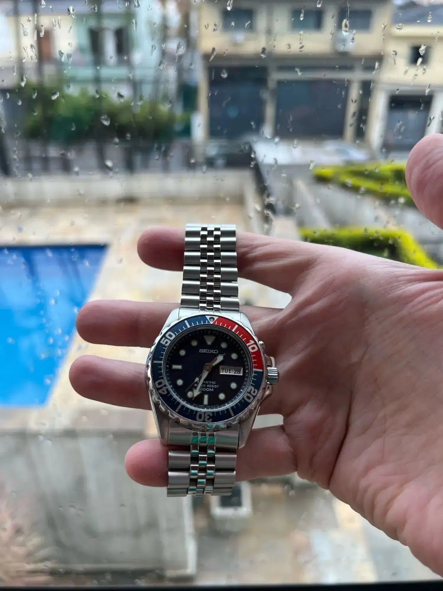 Band Color: GREEN BLUE, Band Width: 22mm - For Seiko Solid Stainless Steel Band 20mm 22mm Men's Sports Strap Srpd Skx007/Skx009 SRPD63K1 Jubilee Curved End Bracelet