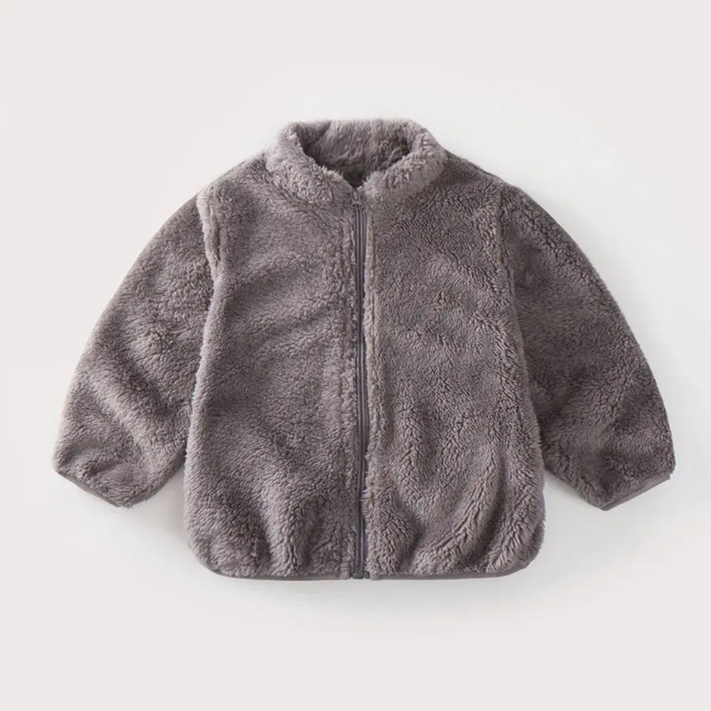 Color: black, Kid Size: 15t - Child Autumn Winter Costume Solid Color Outerwear Casual Loose Long Sleeve Tops Plush Jacket Boys Girls Fashion Simple Coats