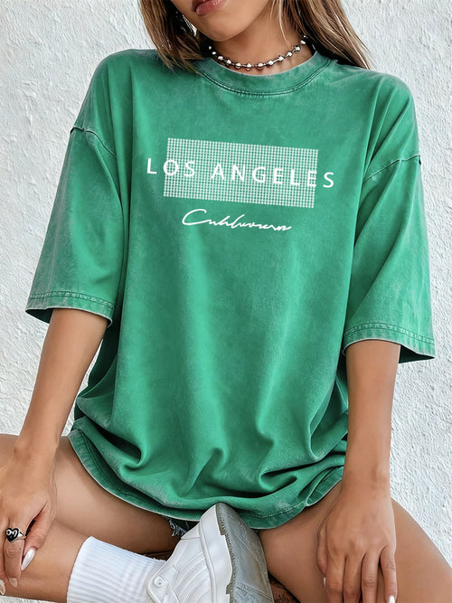 Los Angeles California Usa Prints Washed T-Shirts Womens Cotton