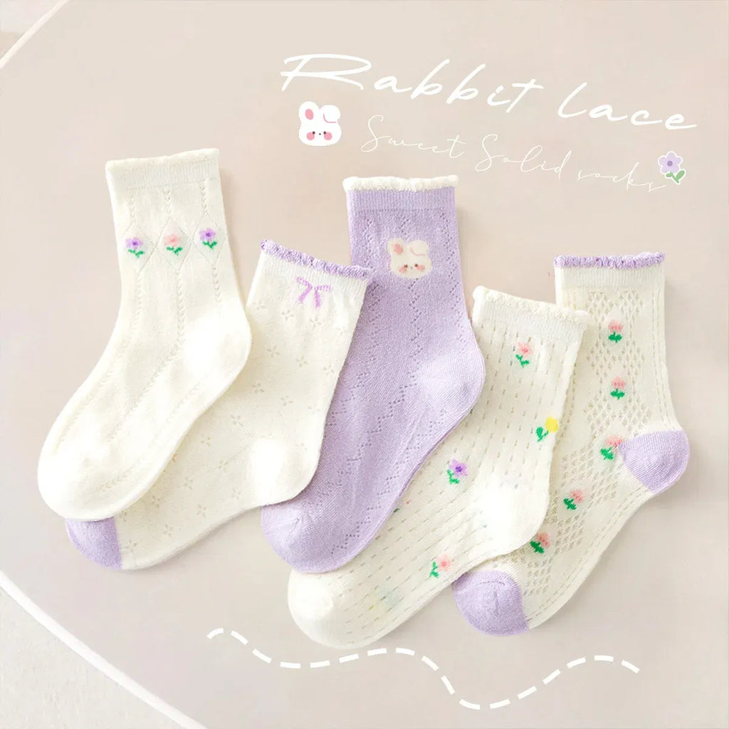 Color: Blue, Size: 10-12T - 5 Pairs Baby Socks Summer Cotton Socks Thin Mesh Sock Boys Girls Fancy Lace Crew Socks Solid Color 1-12T Children's Summer Socks