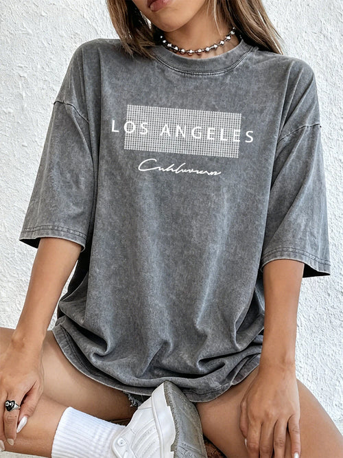 Los Angeles California Usa Prints Washed T-Shirts Womens Cotton