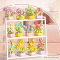 Color: Black - Flowers Plants Bonsai Building Blocks Succulent Potted Assembly Bricks Model Desktop Decoration Girl Toys Kids Holiday Gifts
