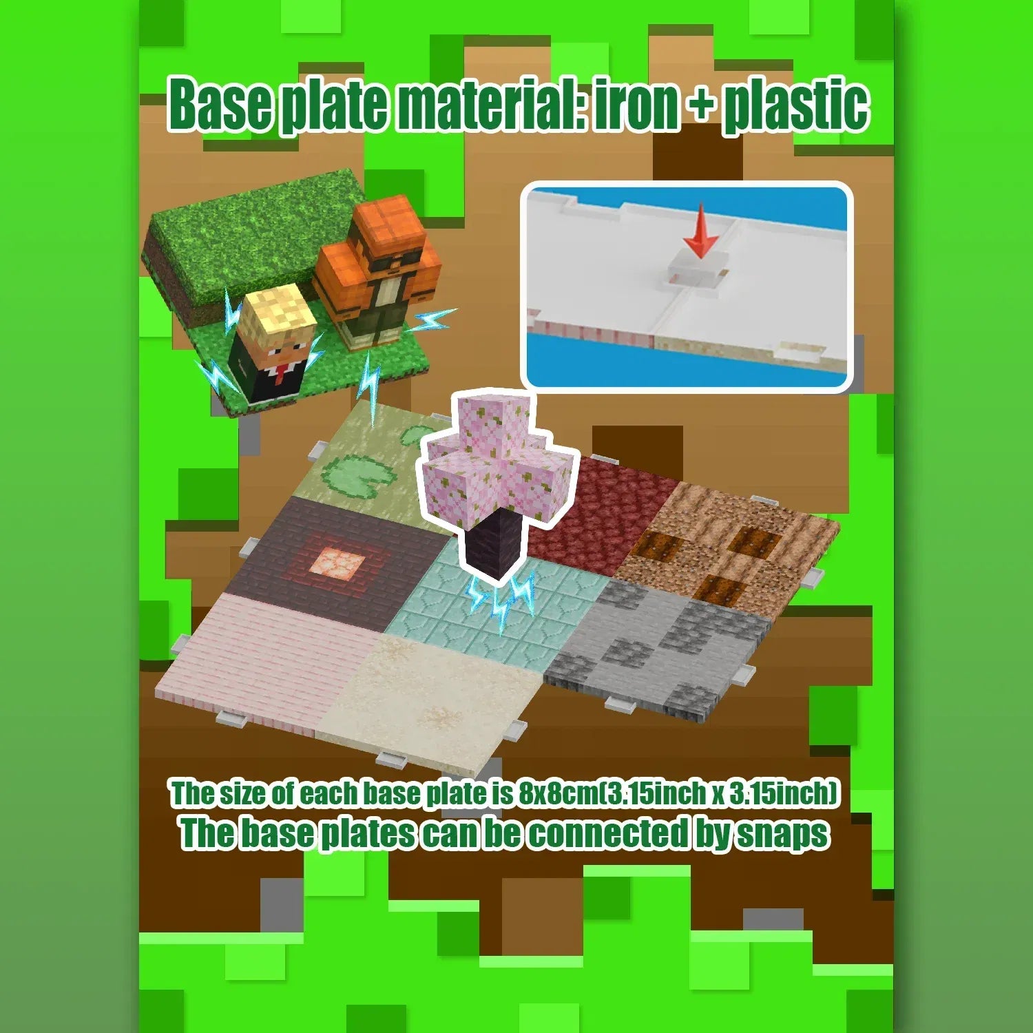 Color: Clear - Magnetic Building Blocks Mine World Magnet Cube Set for Boy Girl Kid Age 3+ DIY Pixel style Model Base plate STEM Toy Baseplate