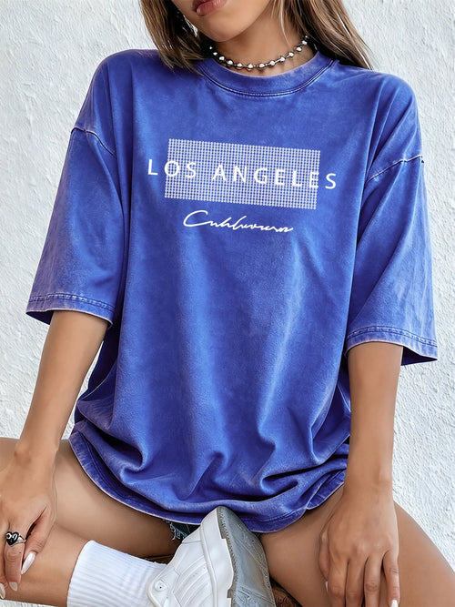 Los Angeles California Usa Prints Washed T-Shirts Womens Cotton