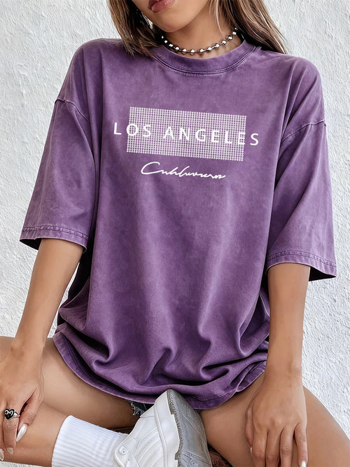 Los Angeles California Usa Prints Washed T-Shirts Womens Cotton