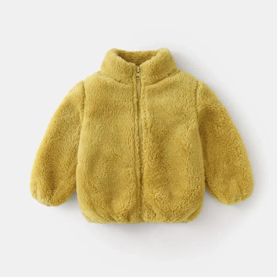 Color: black, Kid Size: 15t - Child Autumn Winter Costume Solid Color Outerwear Casual Loose Long Sleeve Tops Plush Jacket Boys Girls Fashion Simple Coats