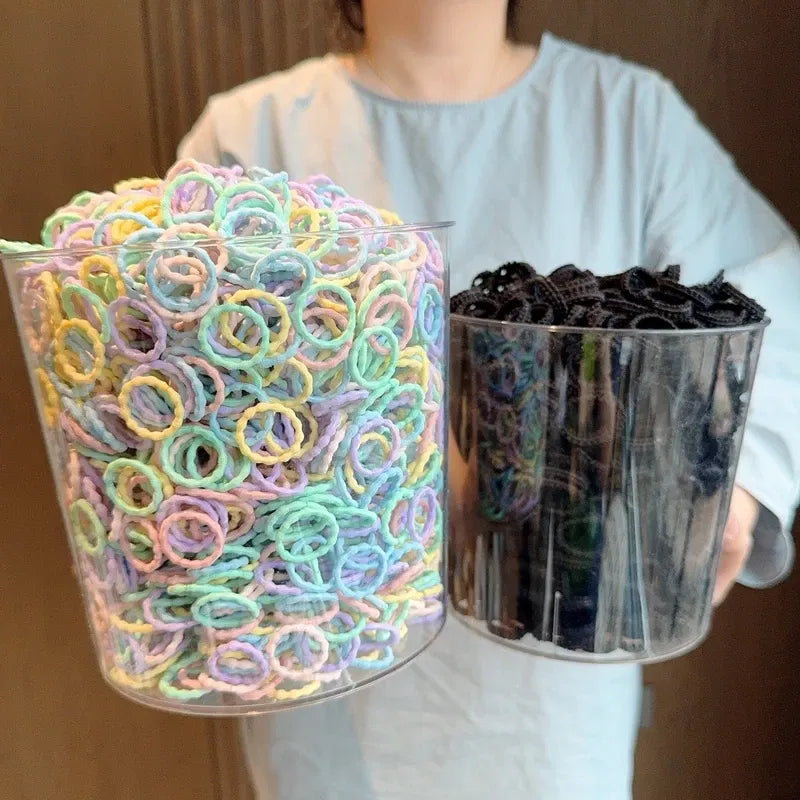 Color: Sky blue - [50Pcs/lot] Baby Rubber Band Does Not Hurt The Hair Small Thumb Ring High Elastic Thread Toddler Seamless Scrunchies Set