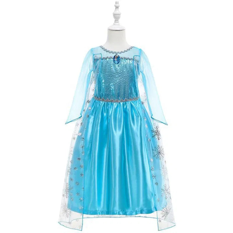 Kid Size: 9, Color: Orange - Disney Frozen Elsa Anna Princess Dresses Girls Mesh Sequin Dress Kids Cosplay Snow Queen Costumes Carnival Birthday Party Gowns